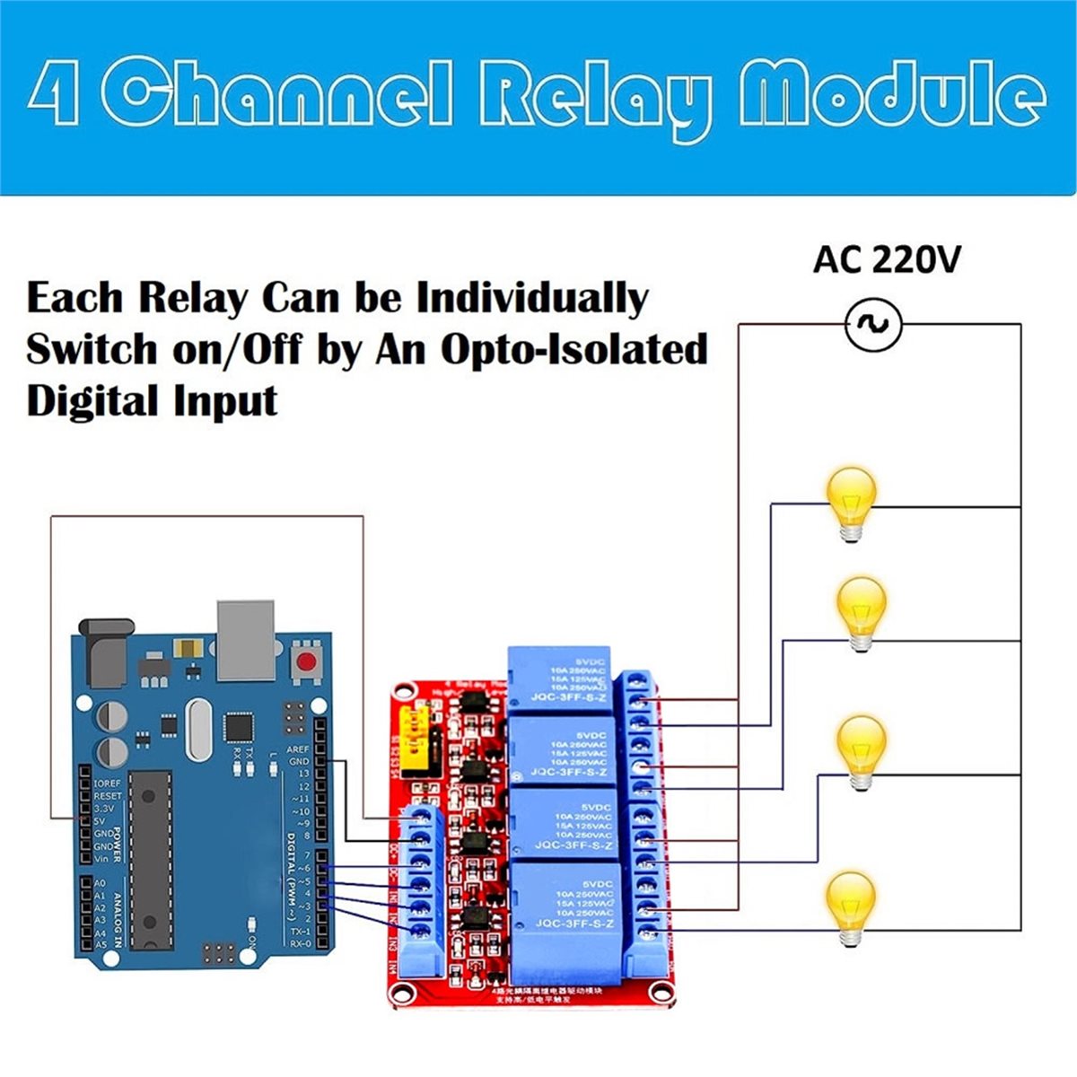 Relay Module 4 Channel - Módulo de Relé de 4 Canais