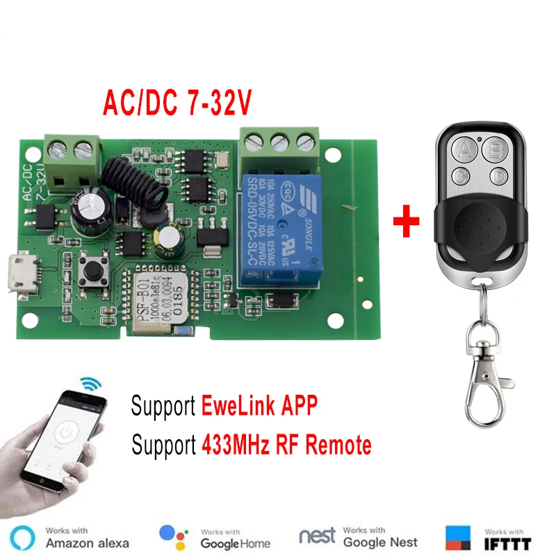Relay Module 1 Channel - Ewelink ac/dc 5v 7v-32v 1 canal