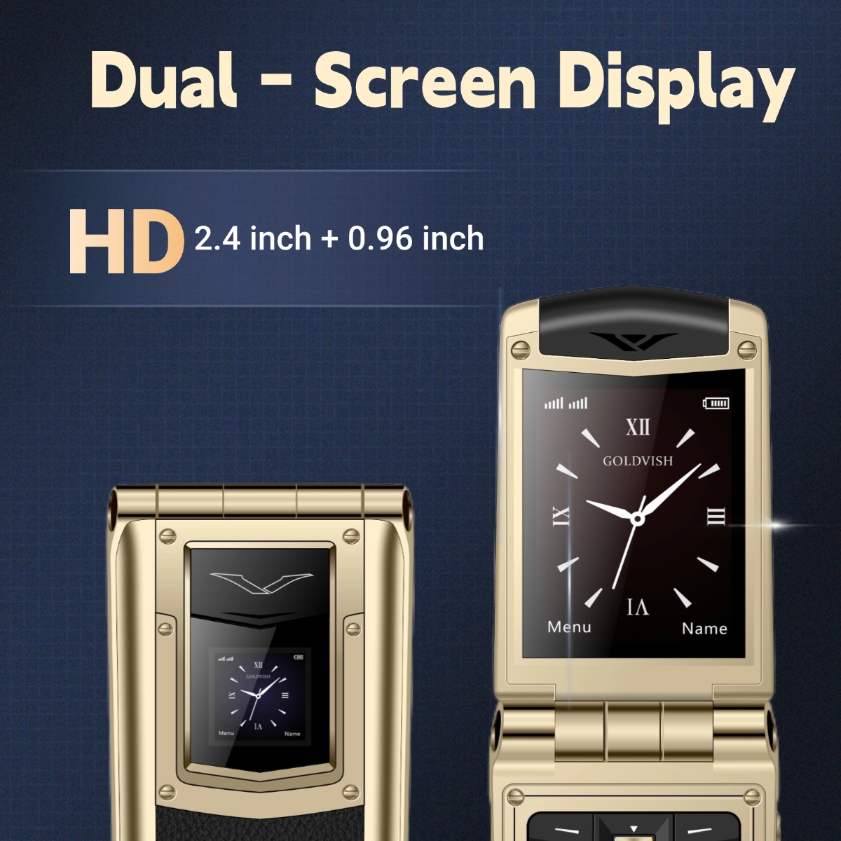 Telefone flip de metal luxuoso - Tft Display 2.4 avaliação e preço